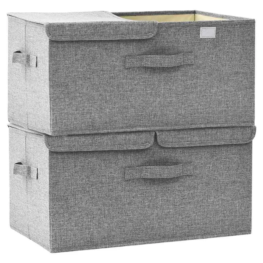 Storage Boxes Non-Woven Fabric 2 Compartments Grey Foldable Home Organiser