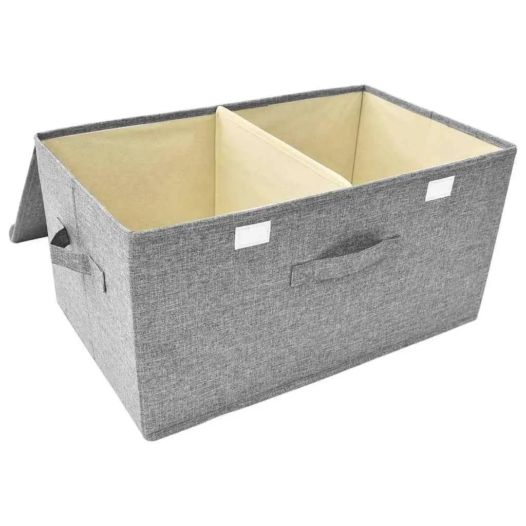 Storage Boxes Non-Woven Fabric 2 Compartments Grey Foldable Home Organiser