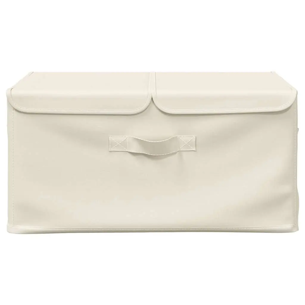 Cream Fabric Storage Boxes for Home Use, Set of 2