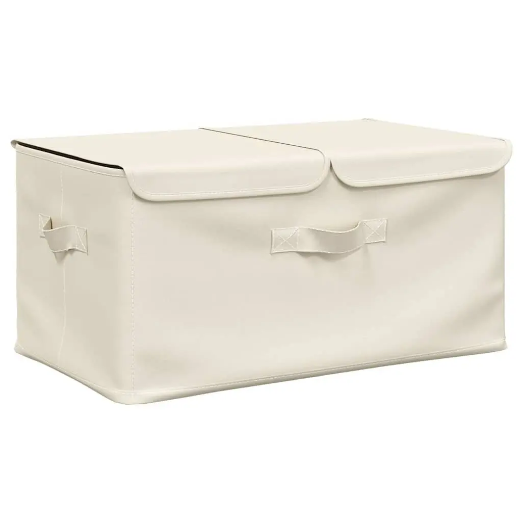Cream Fabric Storage Boxes for Home Use, Set of 2