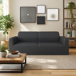 2-Seater Stretch Couch Slipcover Anthracite Polyester Jersey Sofa Furniture
