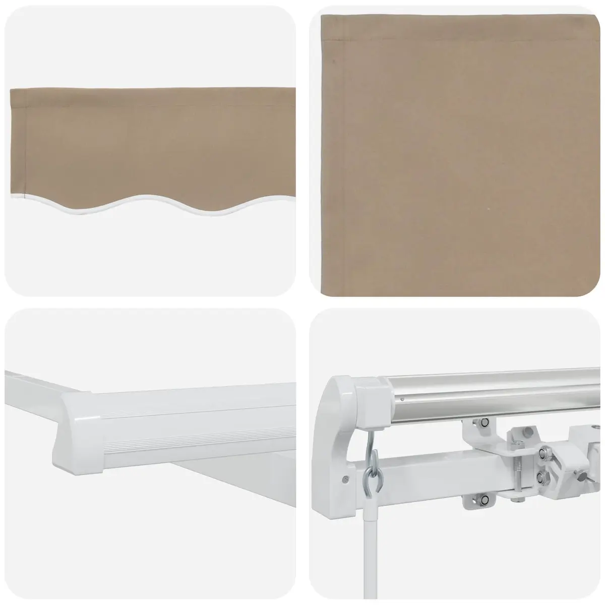 Retractable Awning Manual Crank 400 x 300cm Beige Weather-resistant Fabric Powder-coated Aluminium