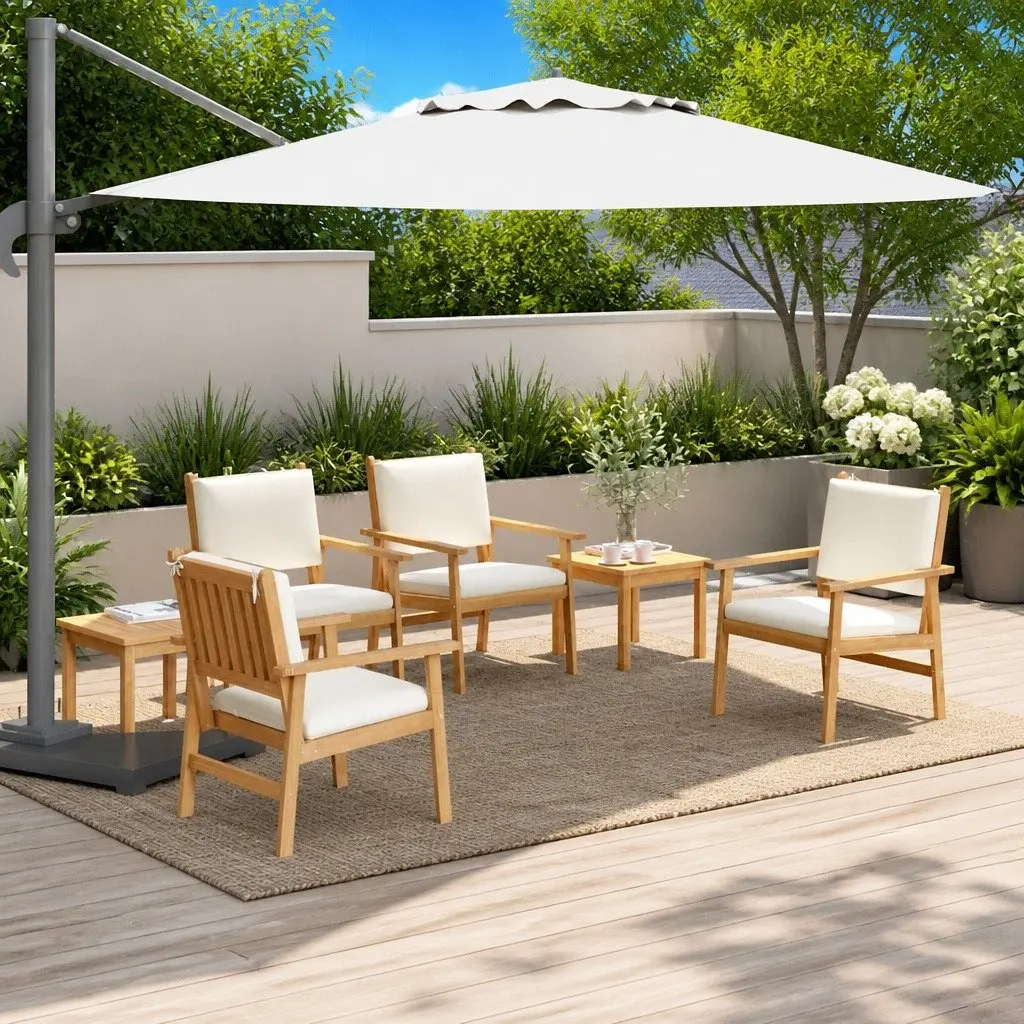 Outdoor Garden Sofa Set Solid Acacia Wood 6 Piece Brown Seating Lounge Patio