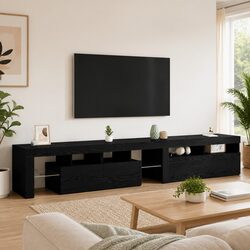Practical Black Oak TV Cabinet Set for Your Home Media