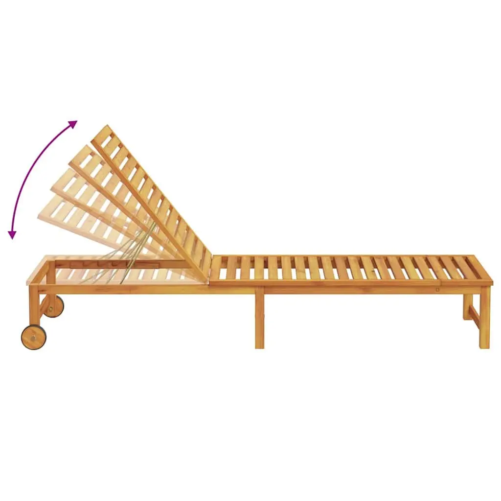 Sun Lounger Solid Acacia Wood Adjustable 2 pcs Brown Outdoor Chair Garden Furniture