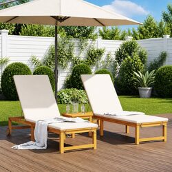 Set of 2 Brown Sun Loungers for Outdoor Spaces 202 x 53 x 89 cm