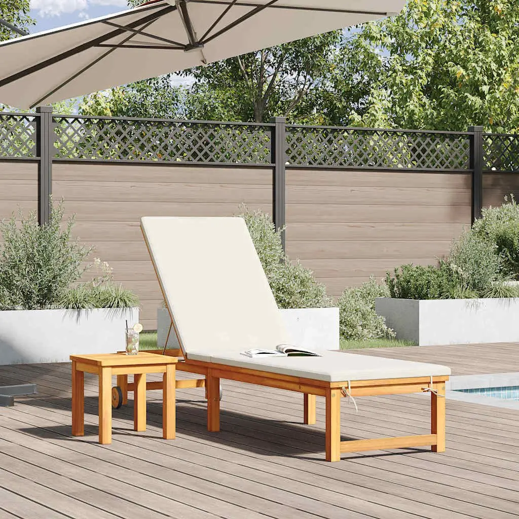 Sun Lounger Reclining Chair 2 pcs Brown Acacia Wood Outdoor Garden Patio Seating