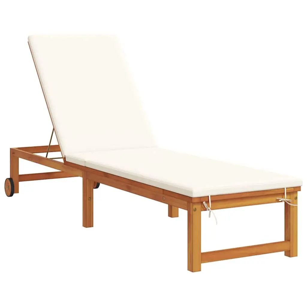 Sun Lounger Reclining Chair 2 pcs Brown Acacia Wood Outdoor Garden Patio Seating