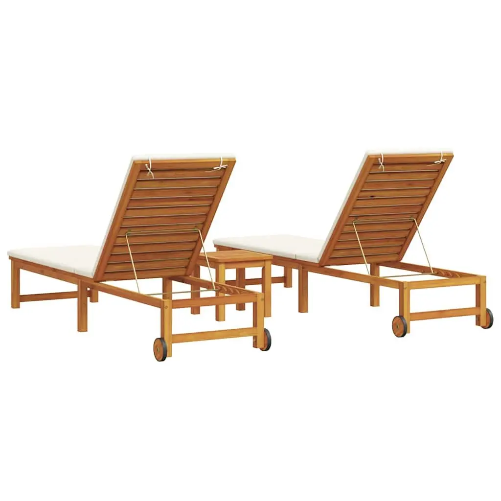 Sun Lounger Reclining Chair 3 Pieces Brown Outdoor Garden Patio Lounger
