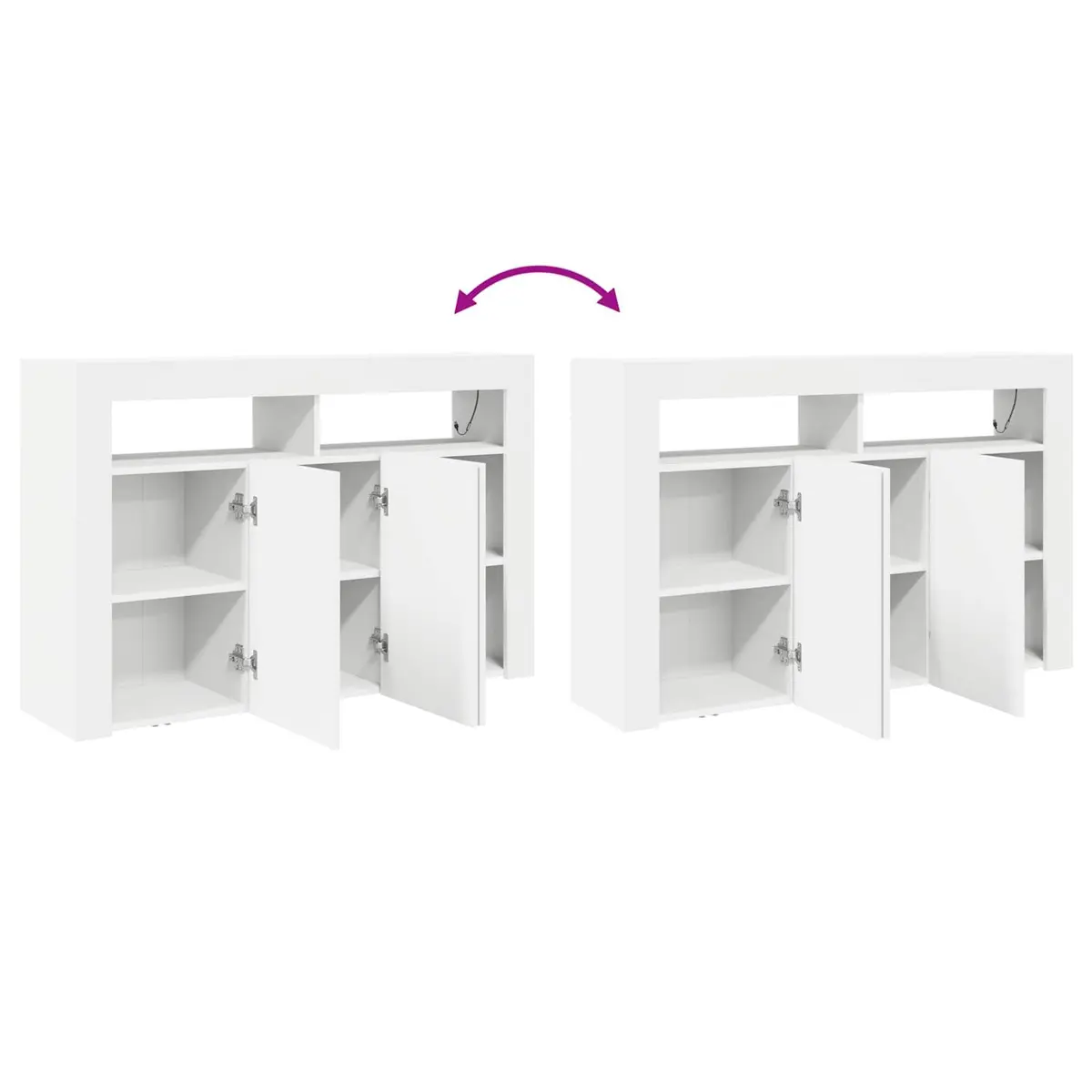 White Sideboard with RGB LED Lights Modern Storage Cabinet Engineered Wood