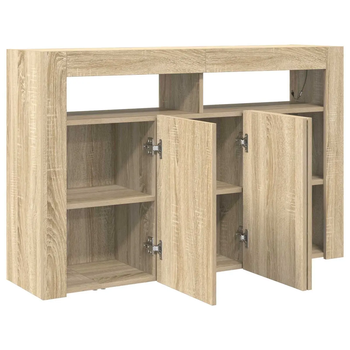 Sideboard Sonoma Oak 116x30x75cm Engineered Wood RGB LED Storage Cabinet