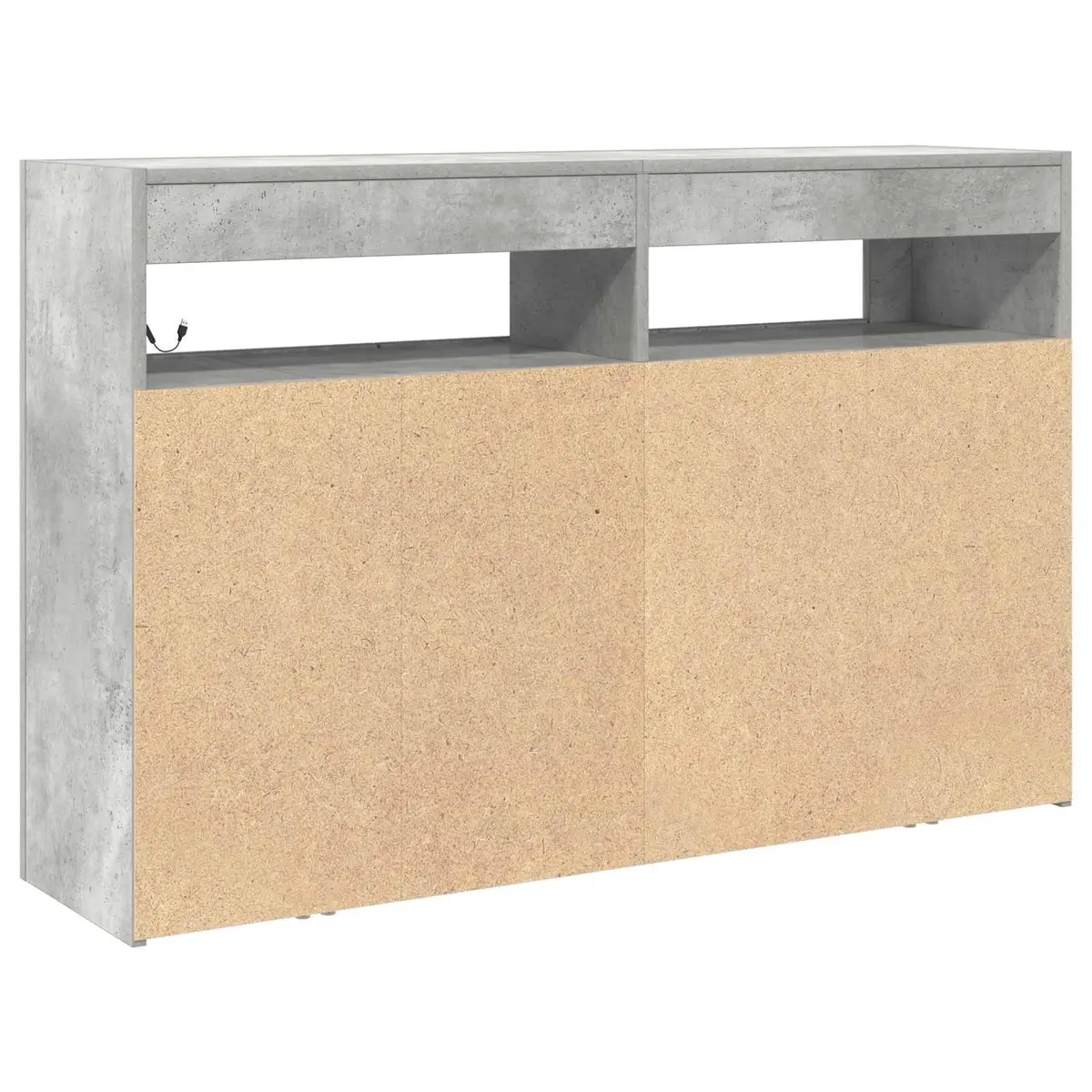 Modern Sideboard Grey Engineered Wood Storage Cabinet with RGB LED Lighting