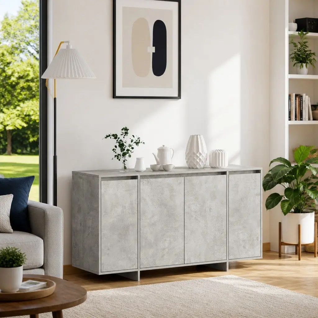 Grey Storage Cabinet for Dining and Living Areas
