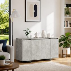 Versatile Grey Storage Cabinet for Dining and Living Areas