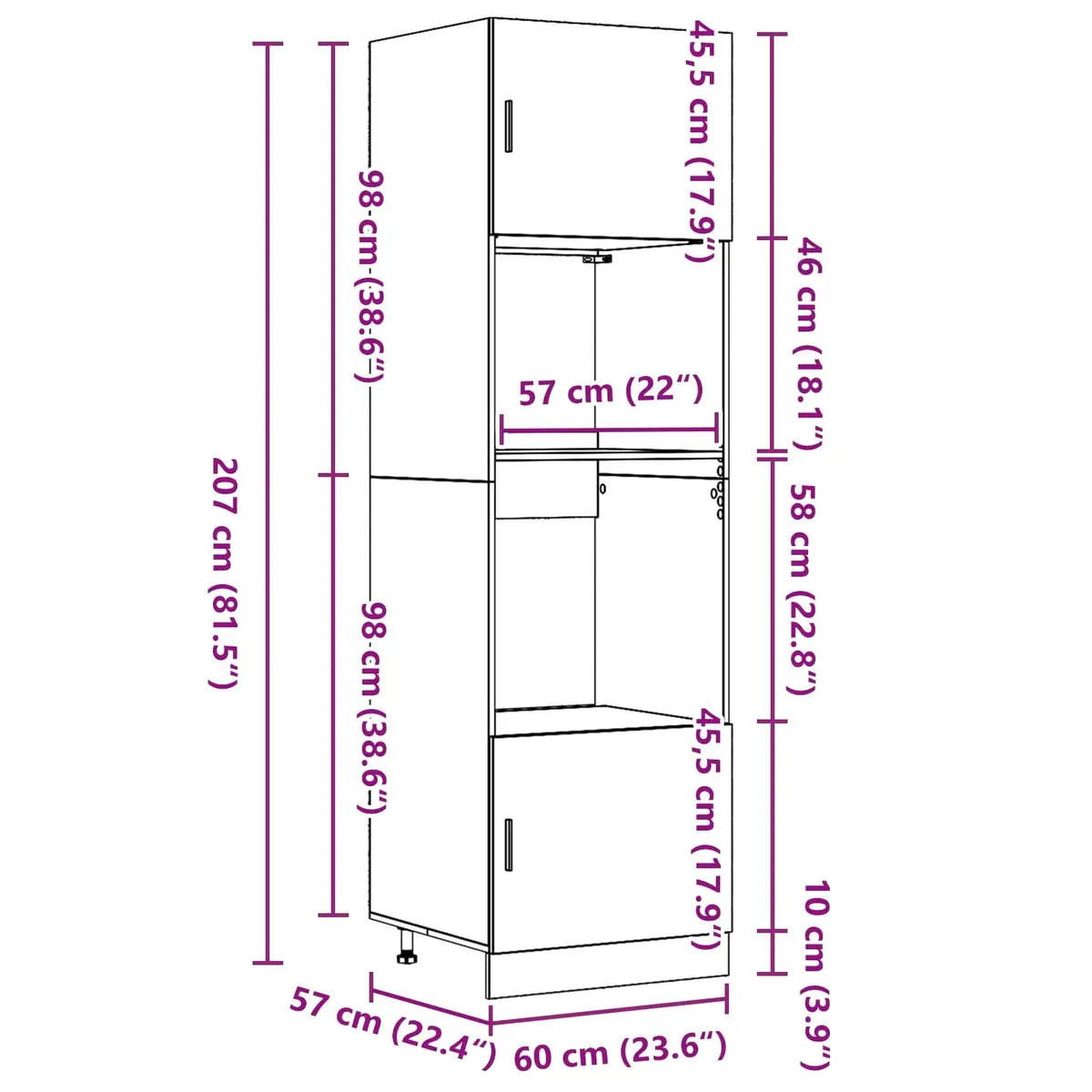 Hanging Cabinet Engineered Wood Black Oak 60x57x207cm