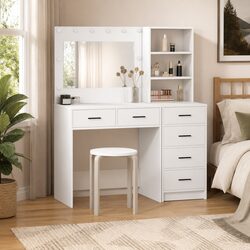 Versatile White Dressing Table for Functional Bedroom Use
