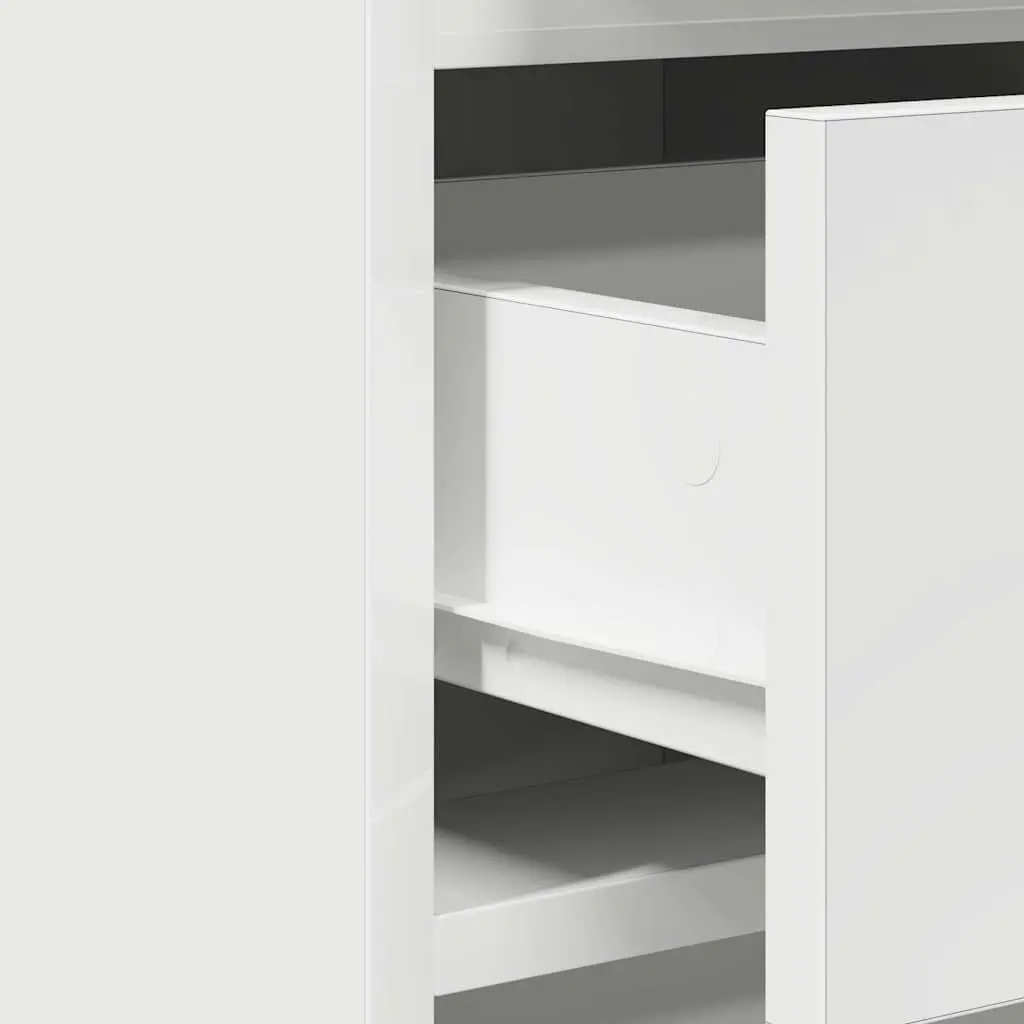 Dressing Table with Mirror LED Lights Engineered Wood 2 Piece White Bedroom Vanity Unit