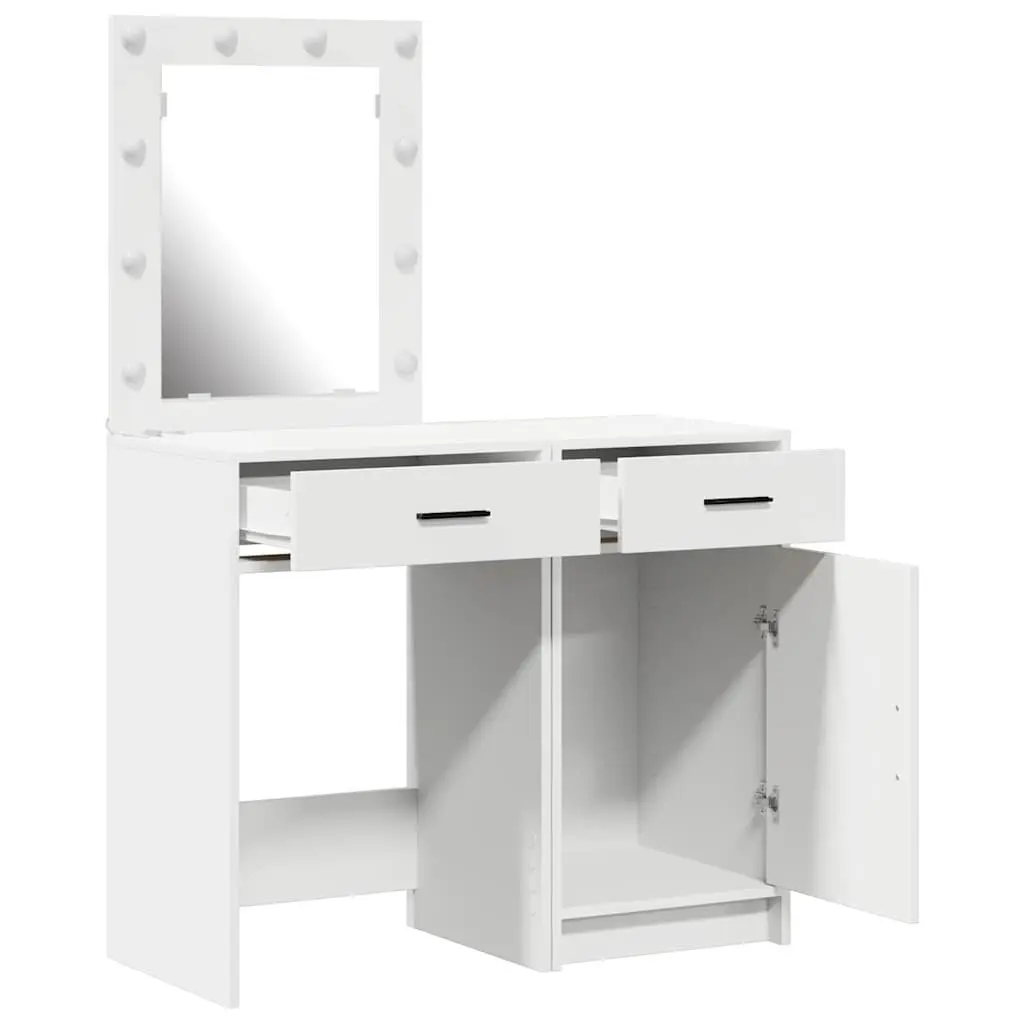 Dressing Table Engineered Wood 50 x 41 x 135 cm White Modern with LED Strip Lights 2 pcs