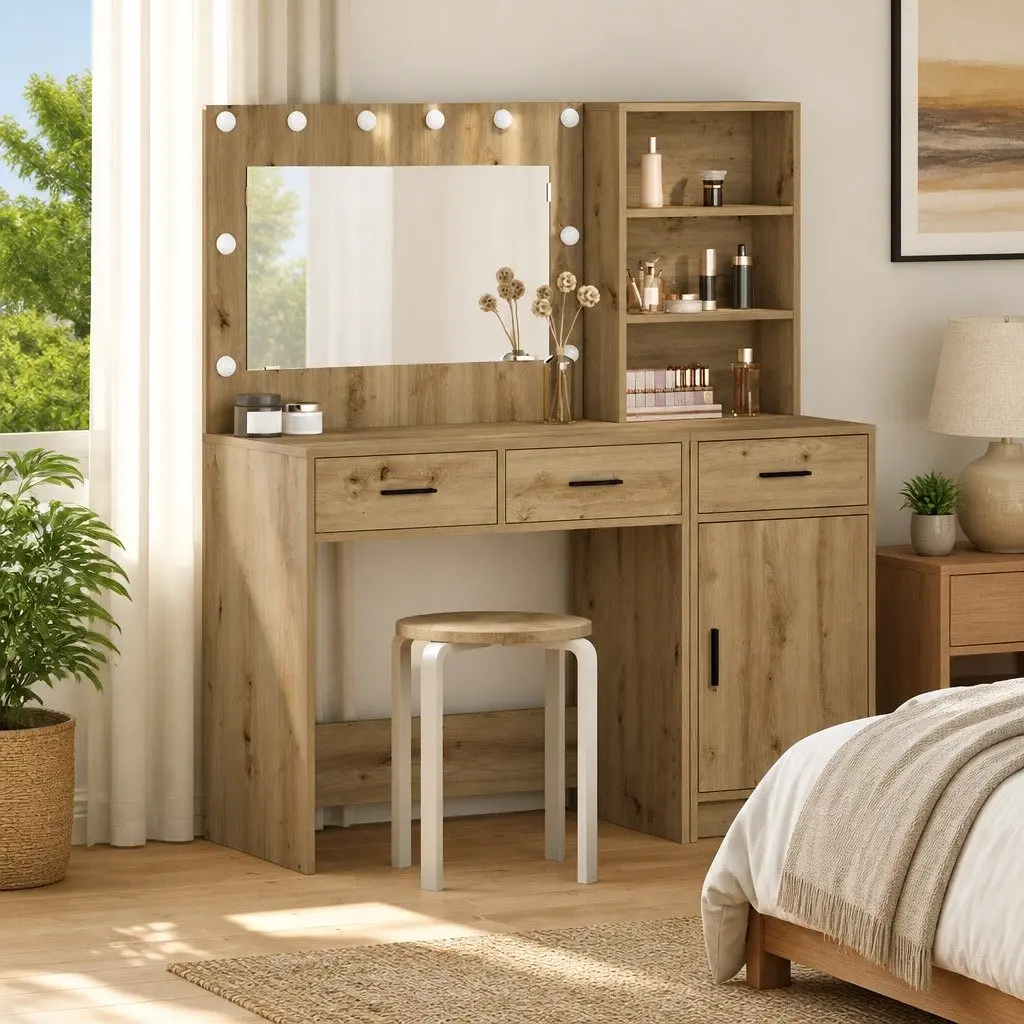 Dressing Table Engineered Wood 2 Piece Brown