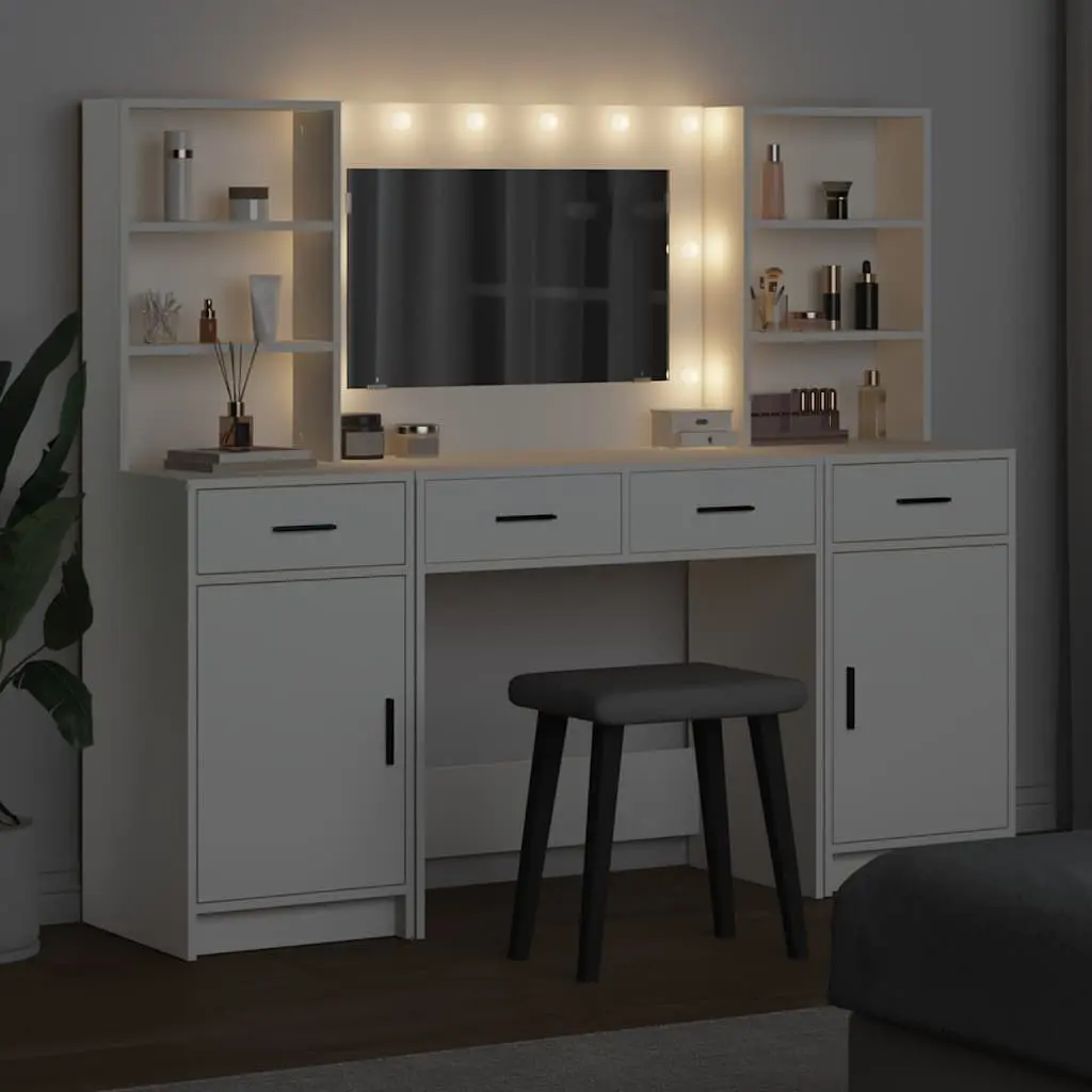 White Dressing Table with LED Lighting