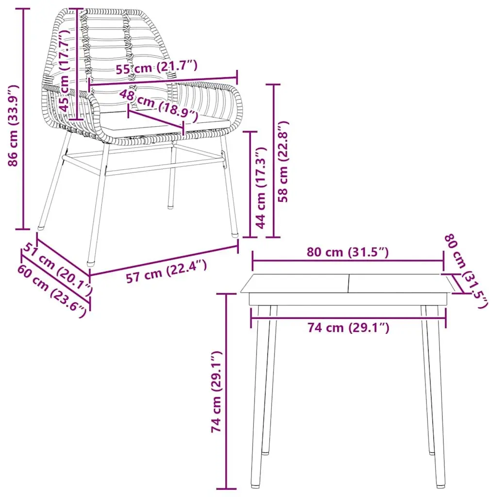 3-Piece Garden Dining Set for Relaxation
