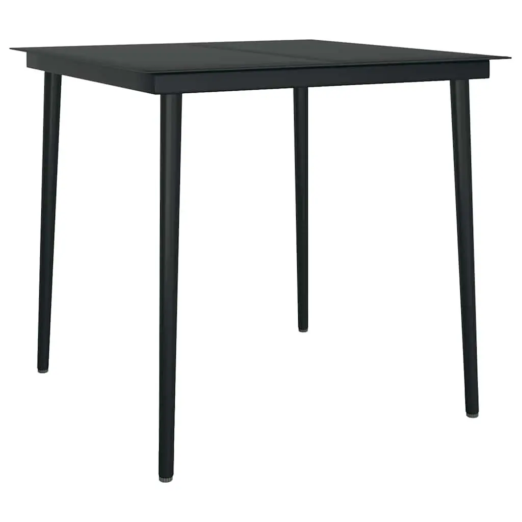 5 Piece Dining Set Black Rattan Outdoor Furniture with Powder Coated Steel Frame and Glass Tabletop