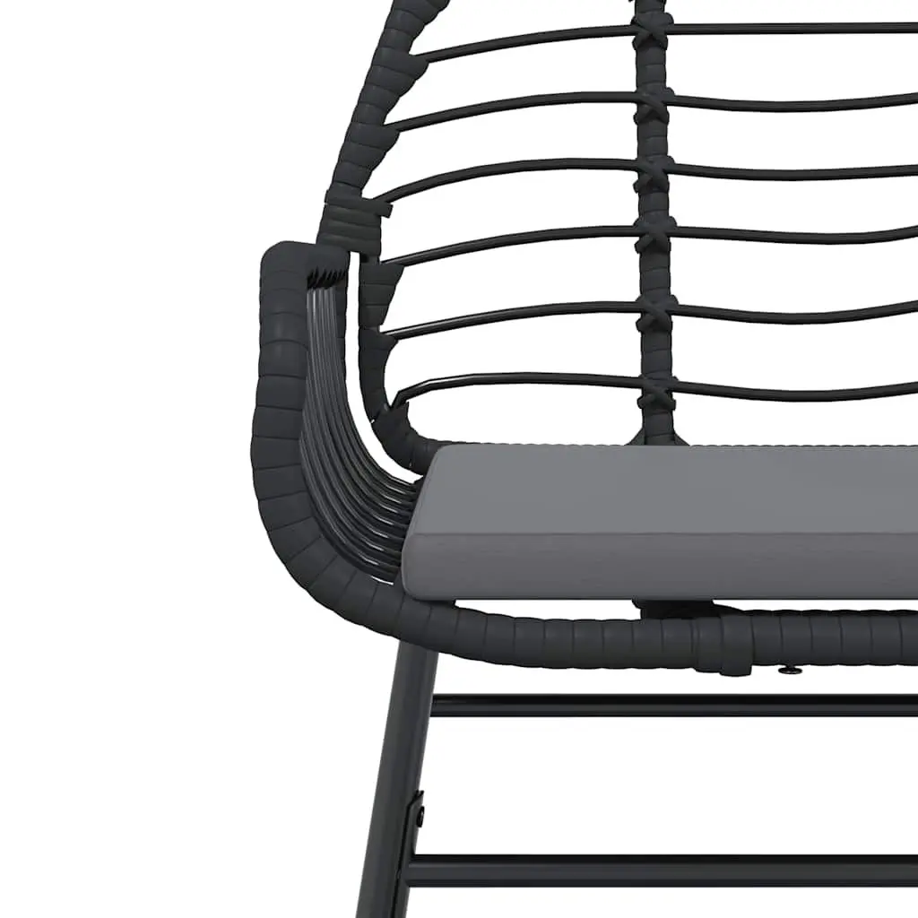 5 Piece Dining Set Black Rattan Outdoor Furniture with Powder Coated Steel Frame and Glass Tabletop