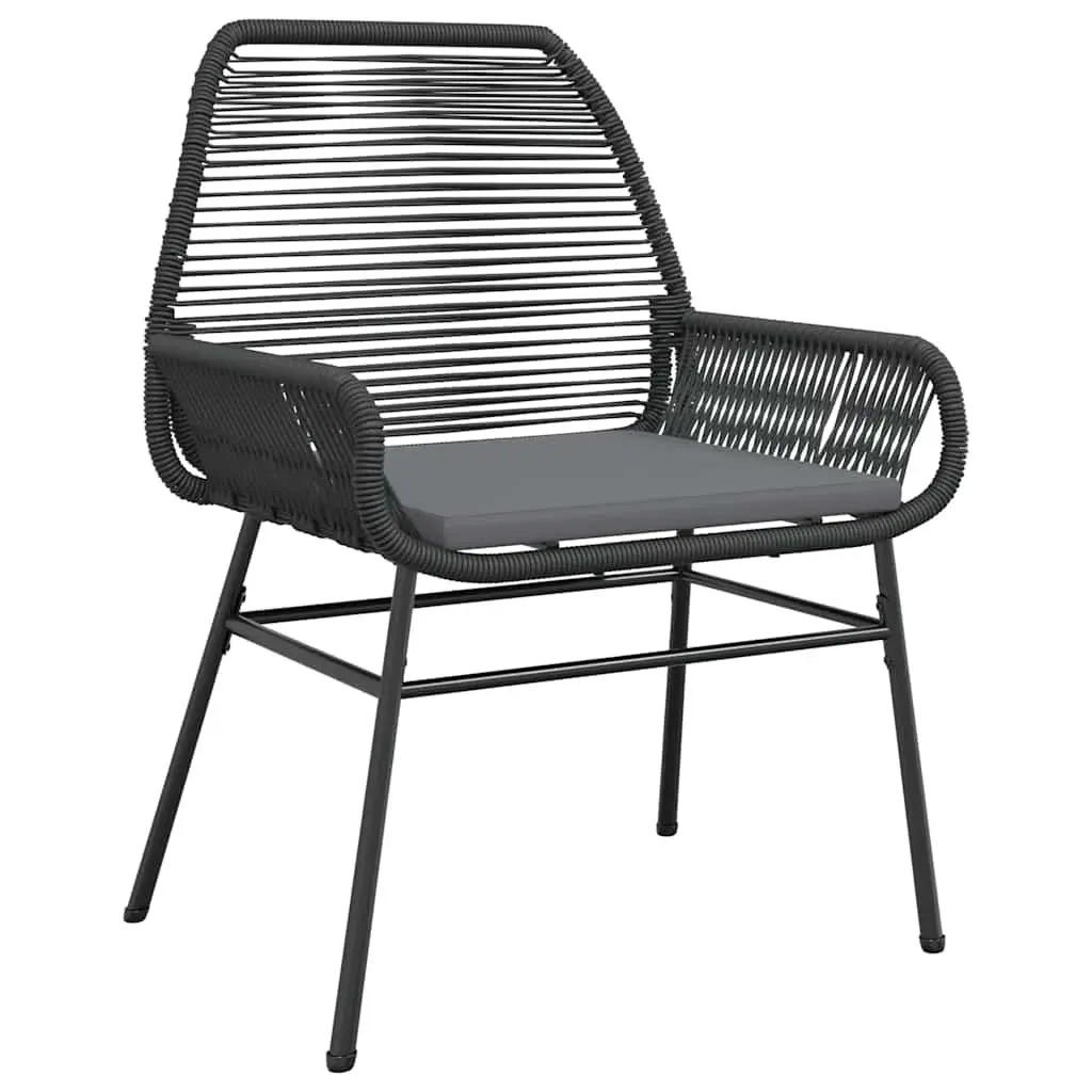 Garden Dining Set 5 Piece PE Rattan Black Outdoor Furniture with Cushions
