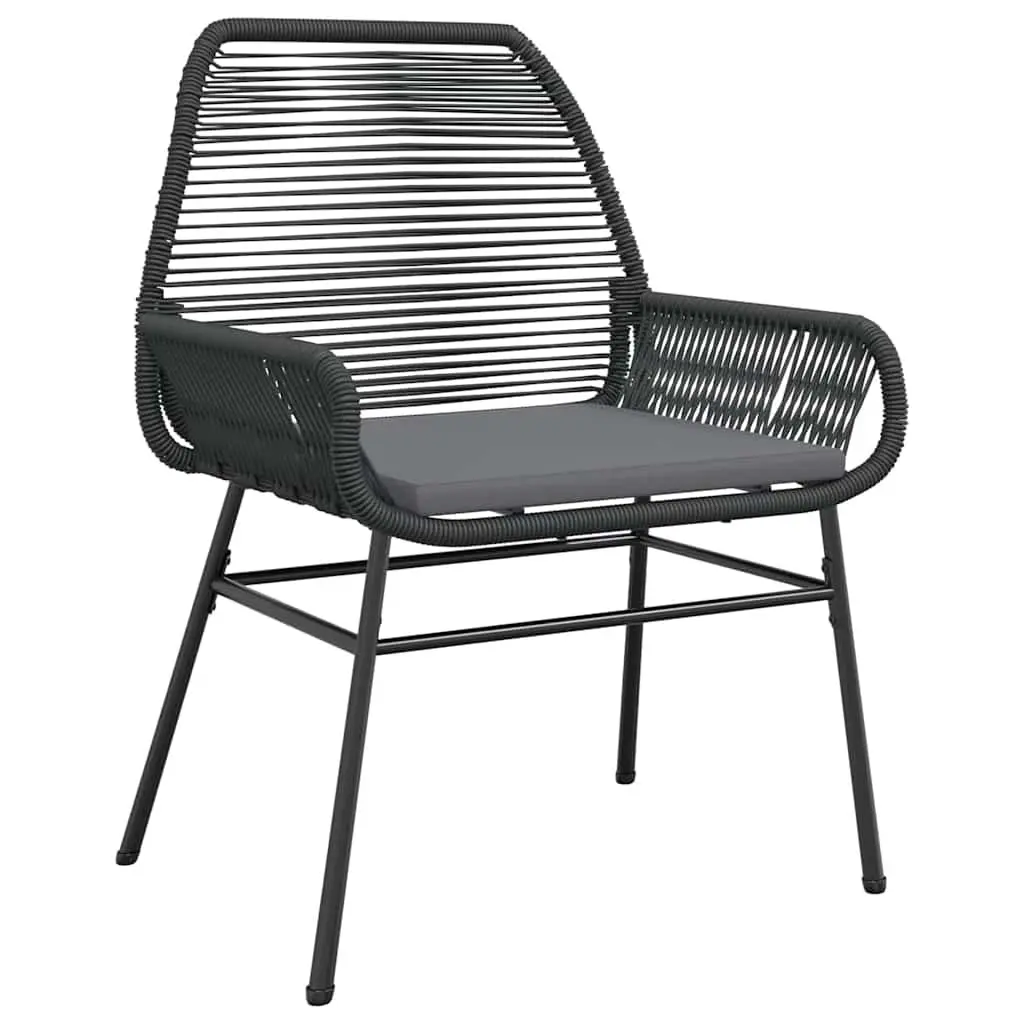 Garden Dining Set Black PE Rattan 5 Piece Patio Furniture with Cushions Tempered Glass