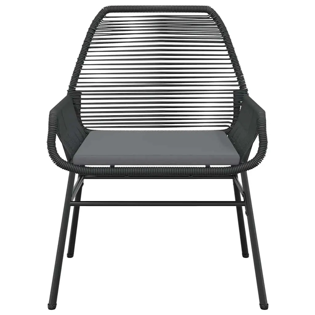 Garden Dining Set Black PE Rattan 5 Piece Patio Furniture with Cushions Tempered Glass