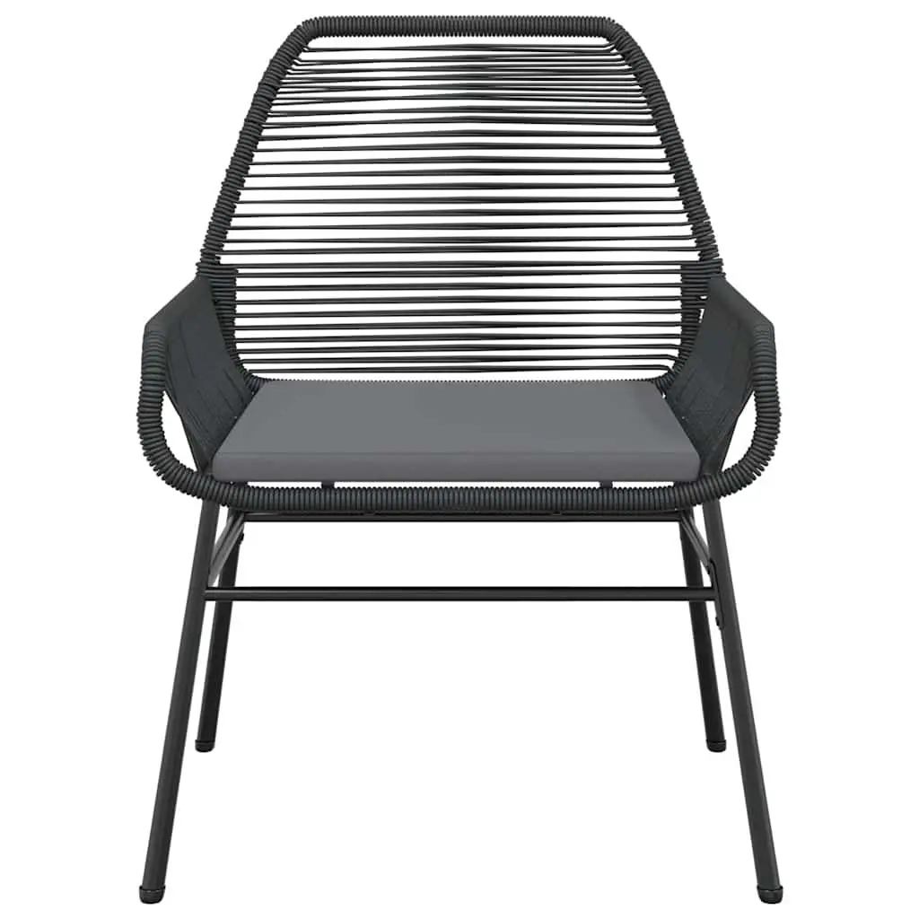 7 Piece Garden Dining Set Poly Rattan Glass Outdoor Furniture Black