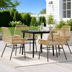 Practical 5 Piece Brown Dining Set for Outdoor Use
