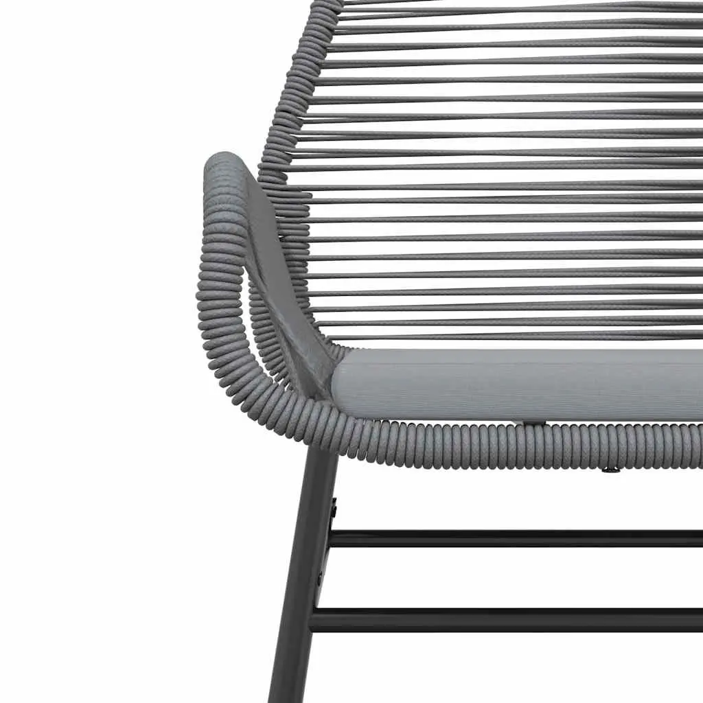 Garden Dining Set 3 Piece Grey Poly Rattan Steel Frame Tempered Glass Table Chairs