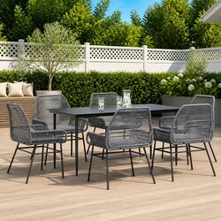 Practical 7 Piece Grey Garden Dining Set for Any Setting