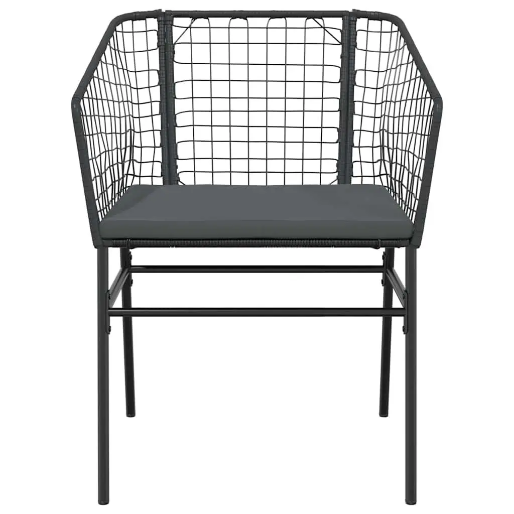 Garden Dining Set 5 Piece Outdoor Furniture Black Poly Rattan Glass Table Chair