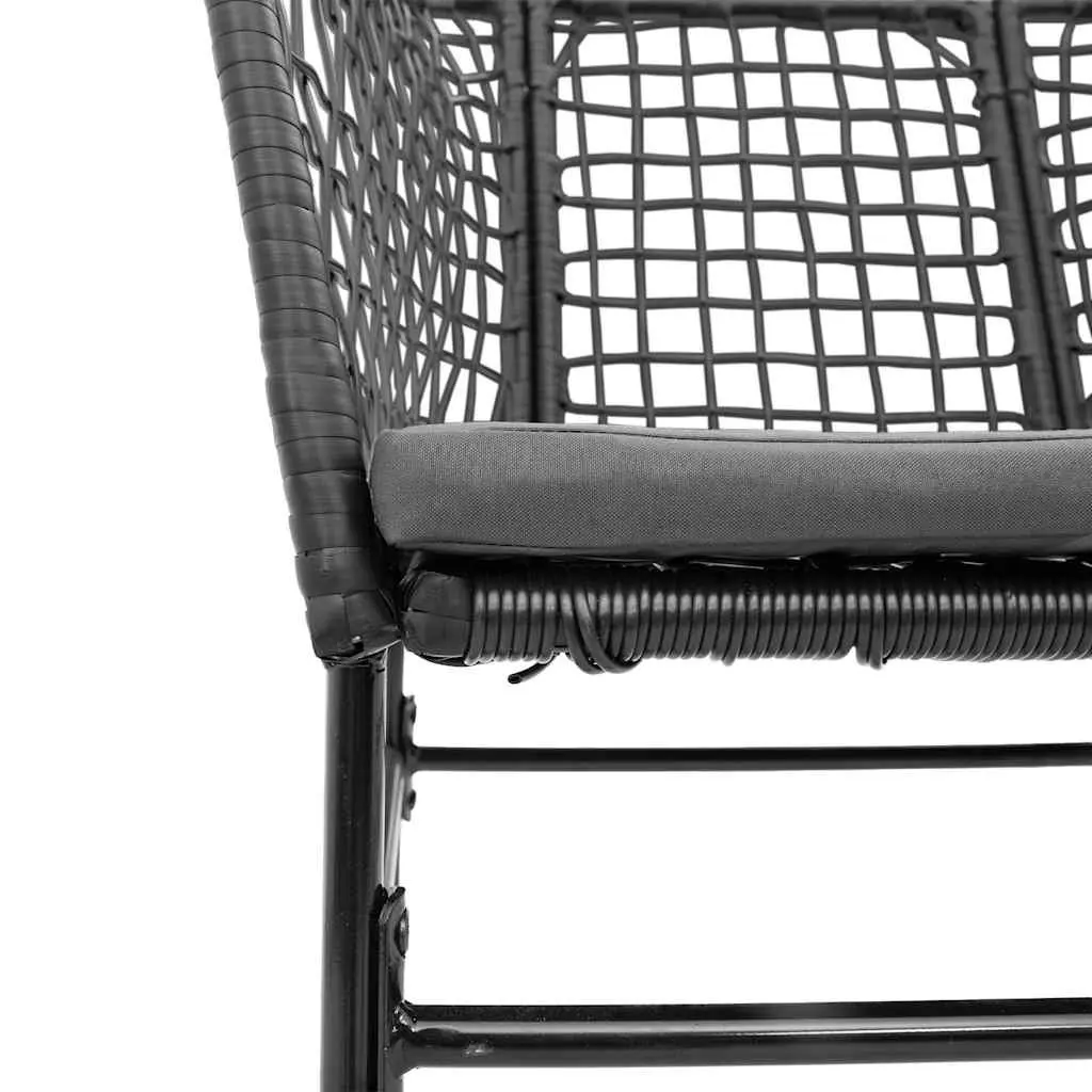 Garden Dining Set 5 Piece Outdoor Furniture Black Poly Rattan Glass Table Chair
