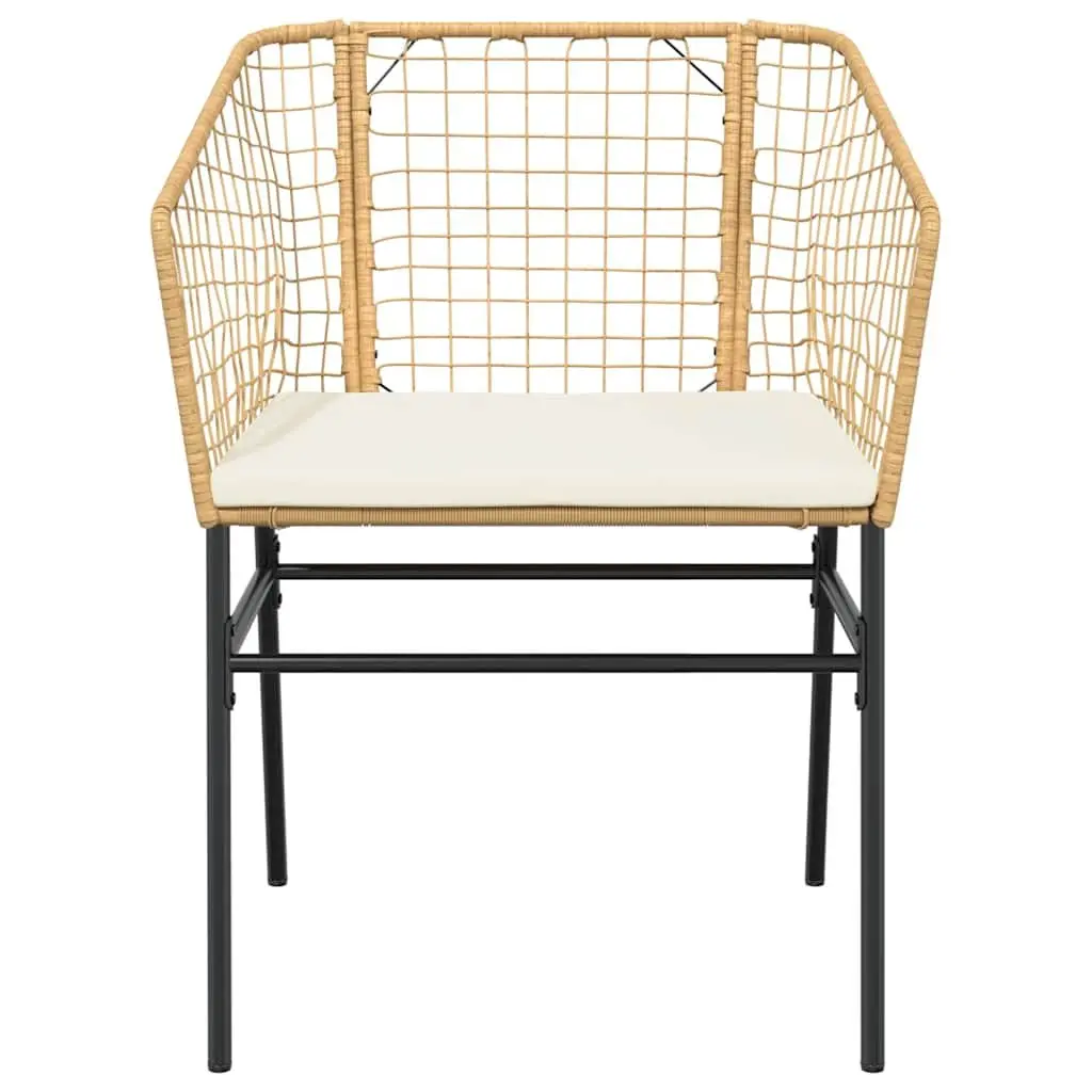 5 Piece Outdoor Dining Set Brown Poly Rattan Steel Frame Tempered Glass Table Chairs