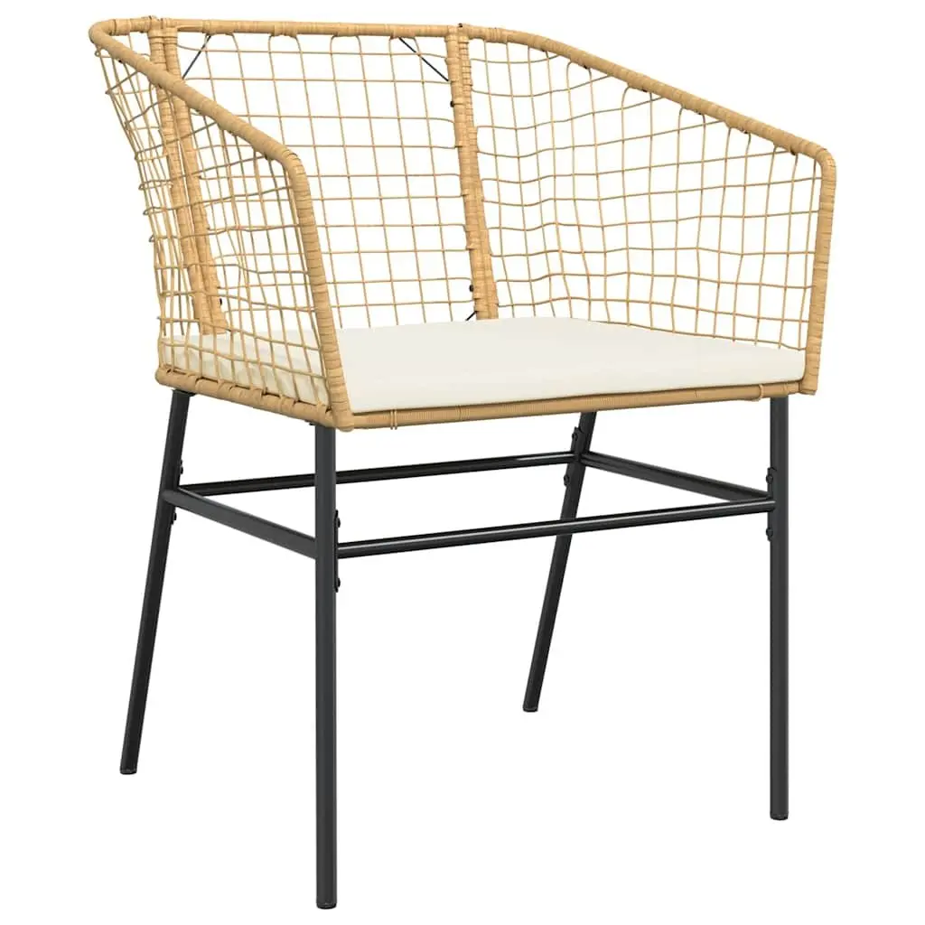 7 Piece Outdoor Dining Set Brown Weather Resistant Poly Rattan with Tempered Glass Tabletop and Cushioned Chairs for Garden Patio Furniture