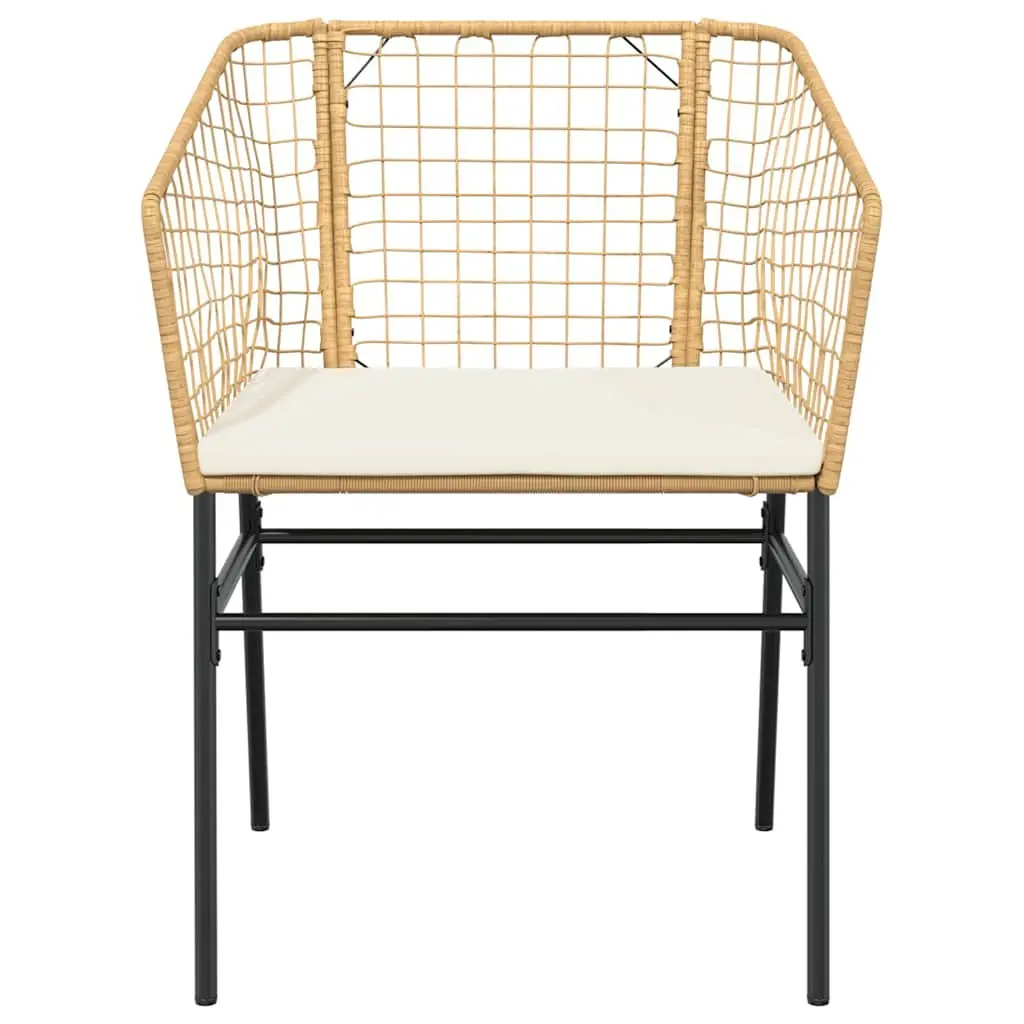 7 Piece Outdoor Dining Set Brown Weather Resistant Poly Rattan with Tempered Glass Tabletop and Cushioned Chairs for Garden Patio Furniture
