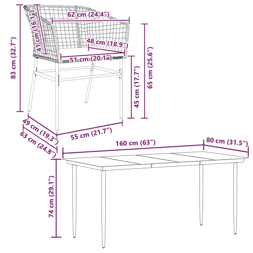 7 Piece Outdoor Dining Set Brown Weather Resistant Poly Rattan with Tempered Glass Tabletop and Cushioned Chairs for Garden Patio Furniture