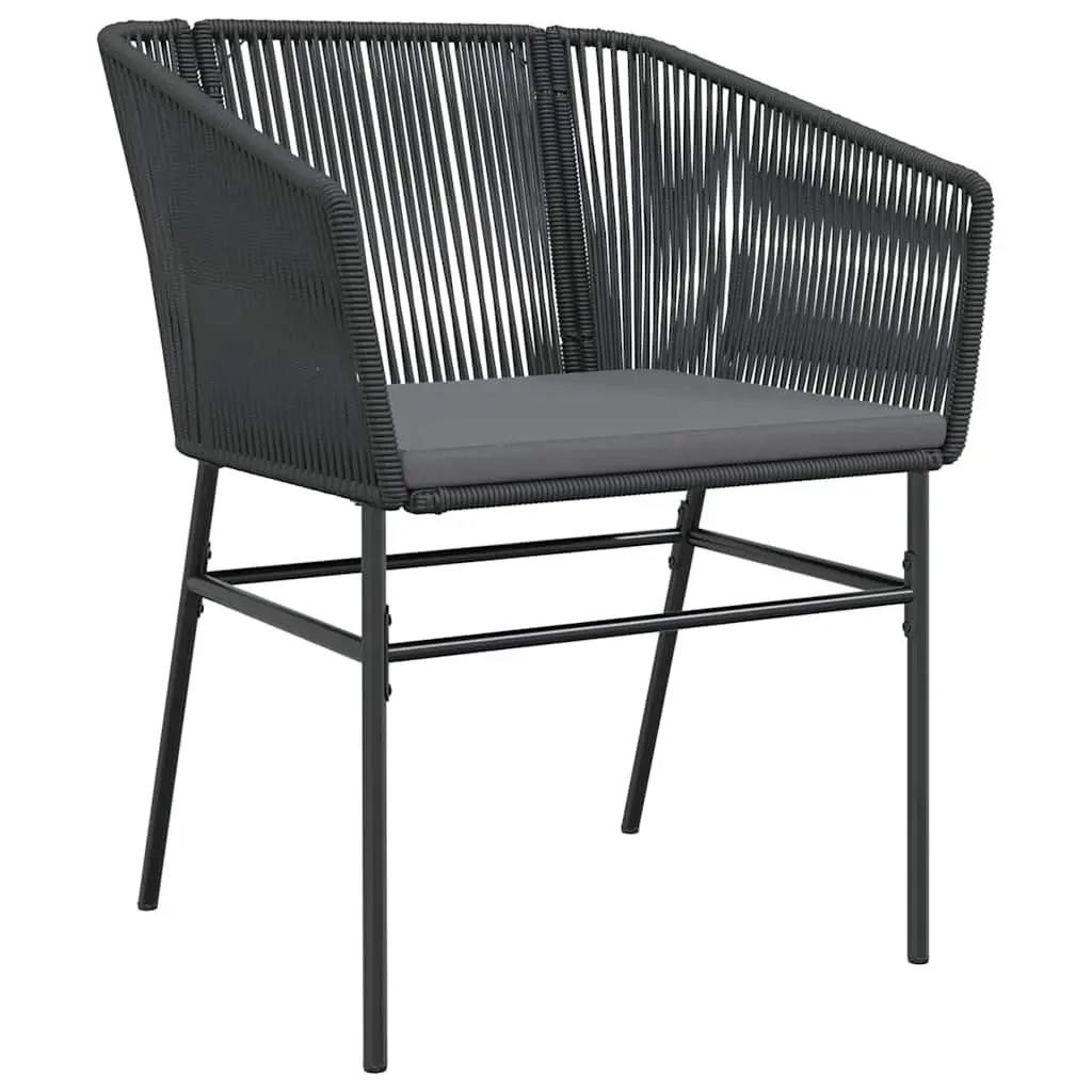 Garden Dining Set Poly Rattan 3 Piece Outdoor Furniture Black Glass Table