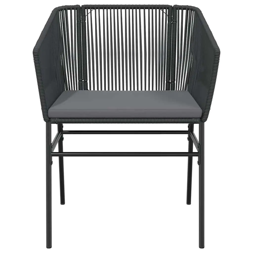 Garden Dining Set 5 Piece Outdoor Furniture Black Poly Rattan Glass Table Chairs