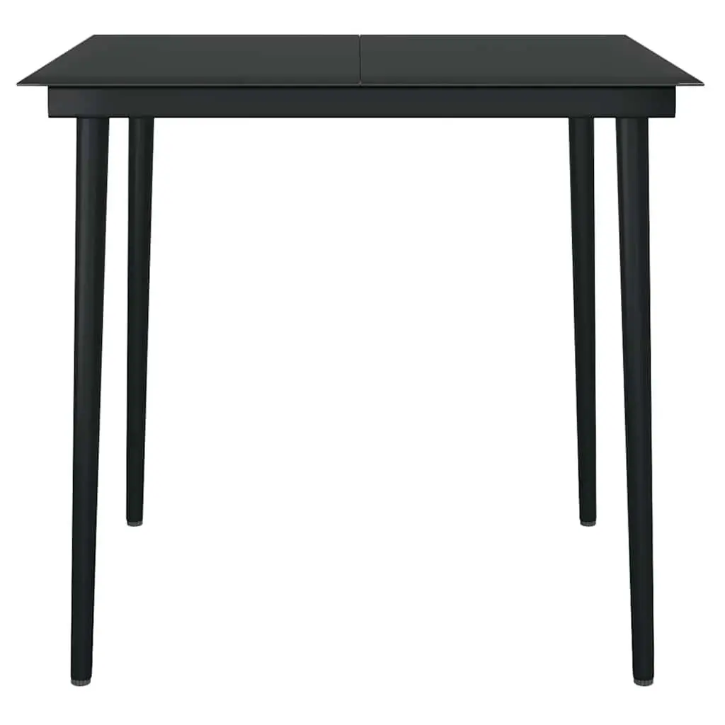 Garden Dining Set 5 Piece Outdoor Furniture Black Poly Rattan Glass Table Chairs