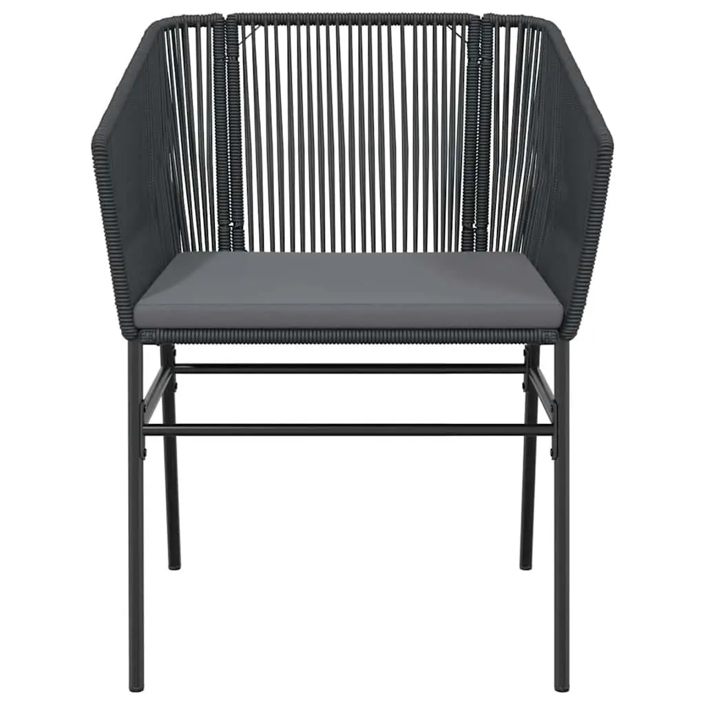 Garden Dining Set Black PE Rattan 5 Piece Outdoor Furniture with Glass Table and Chairs