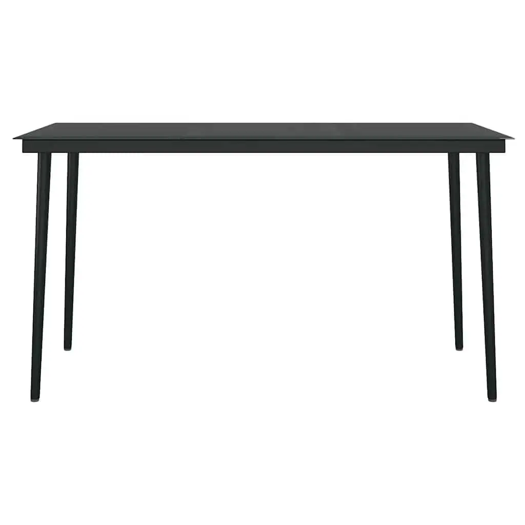 Garden Dining Set Black PE Rattan 5 Piece Outdoor Furniture with Glass Table and Chairs