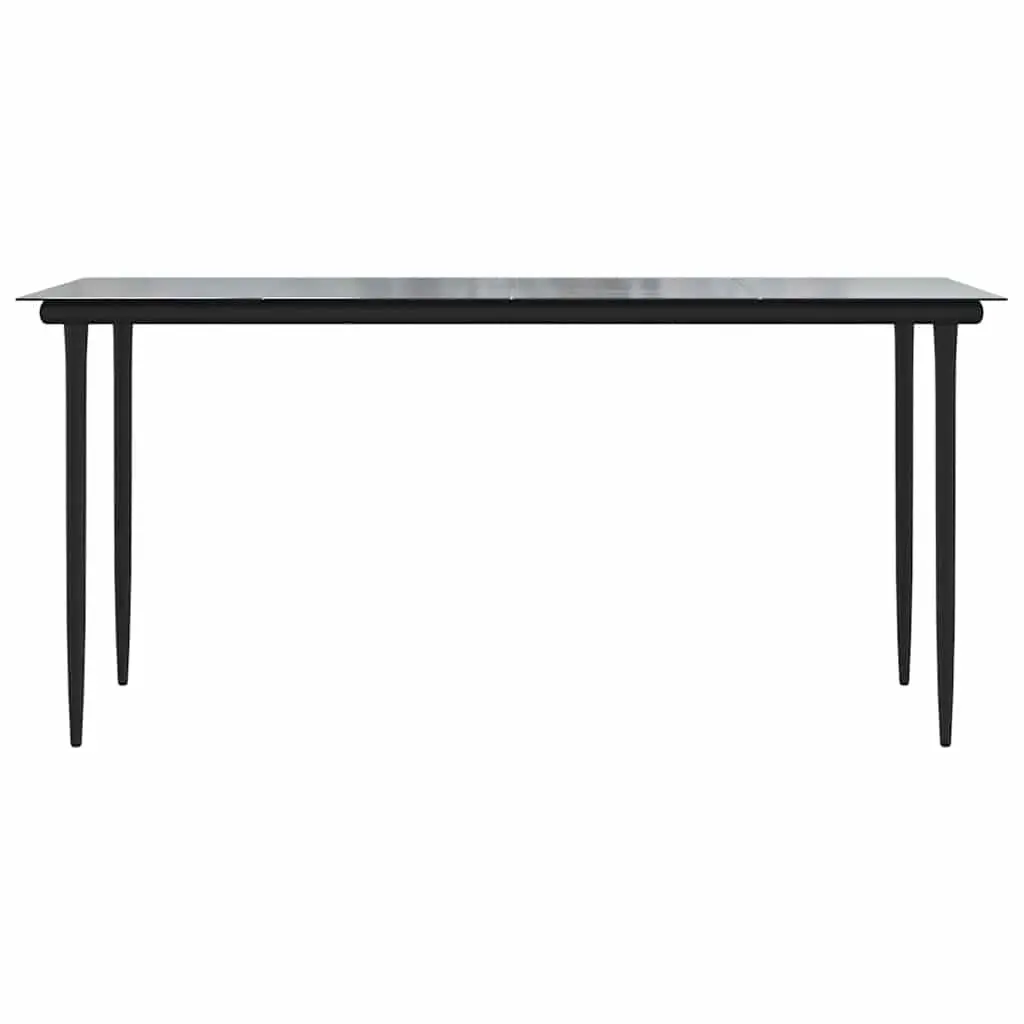 5 Piece Garden Dining Set Outdoor Patio Furniture Glass Table Black Poly Rattan