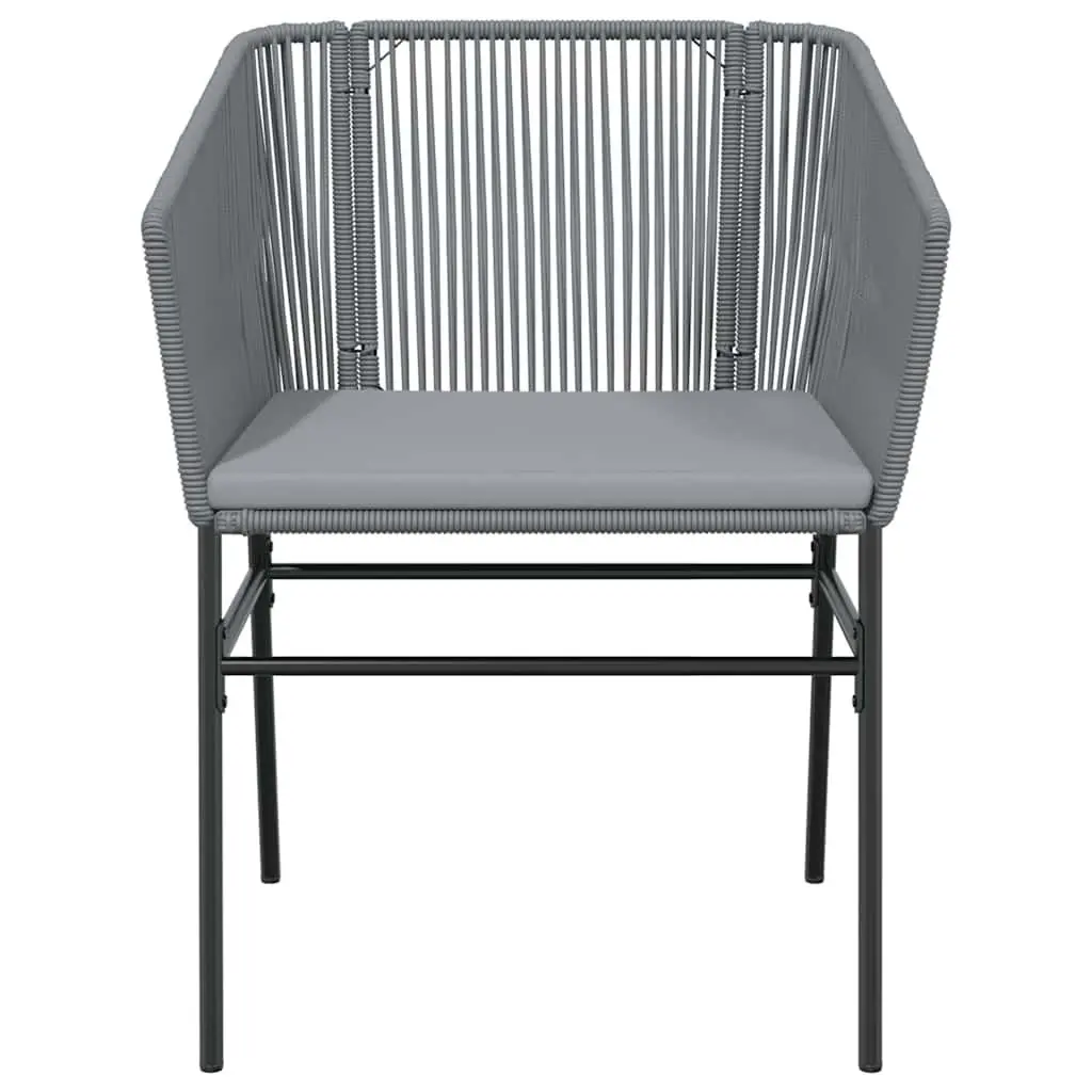 5 Piece Garden Dining Set Grey Poly Rattan Tempered Glass Table