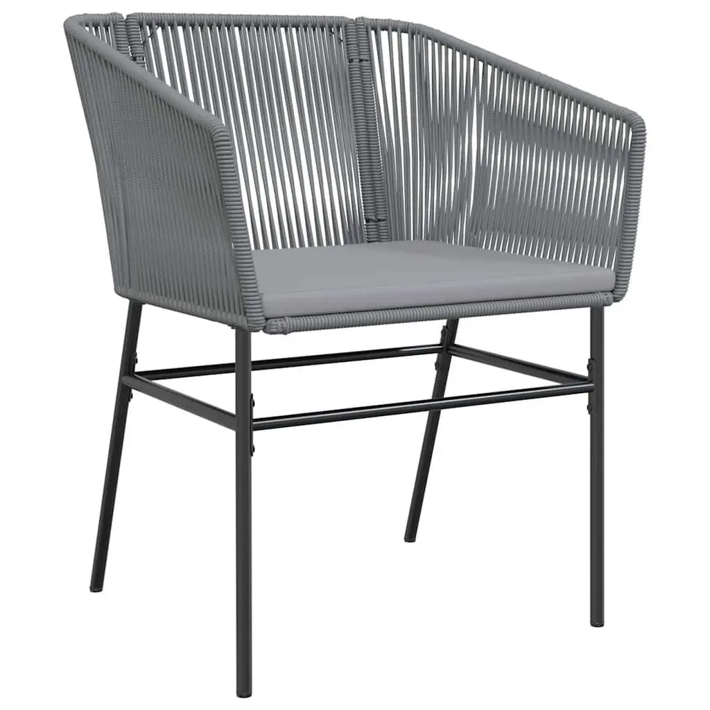 5 Piece Garden Dining Set Grey PE Rattan Outdoor Furniture with Cushions