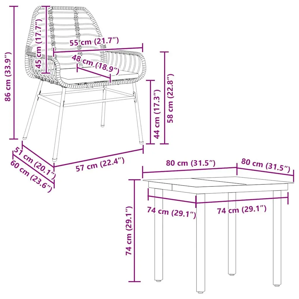 5 Piece Outdoor Furniture Dining Set Brown Weather Resistant Poly Rattan Steel Frame Tempered Glass Table and Chairs for Patio Garden