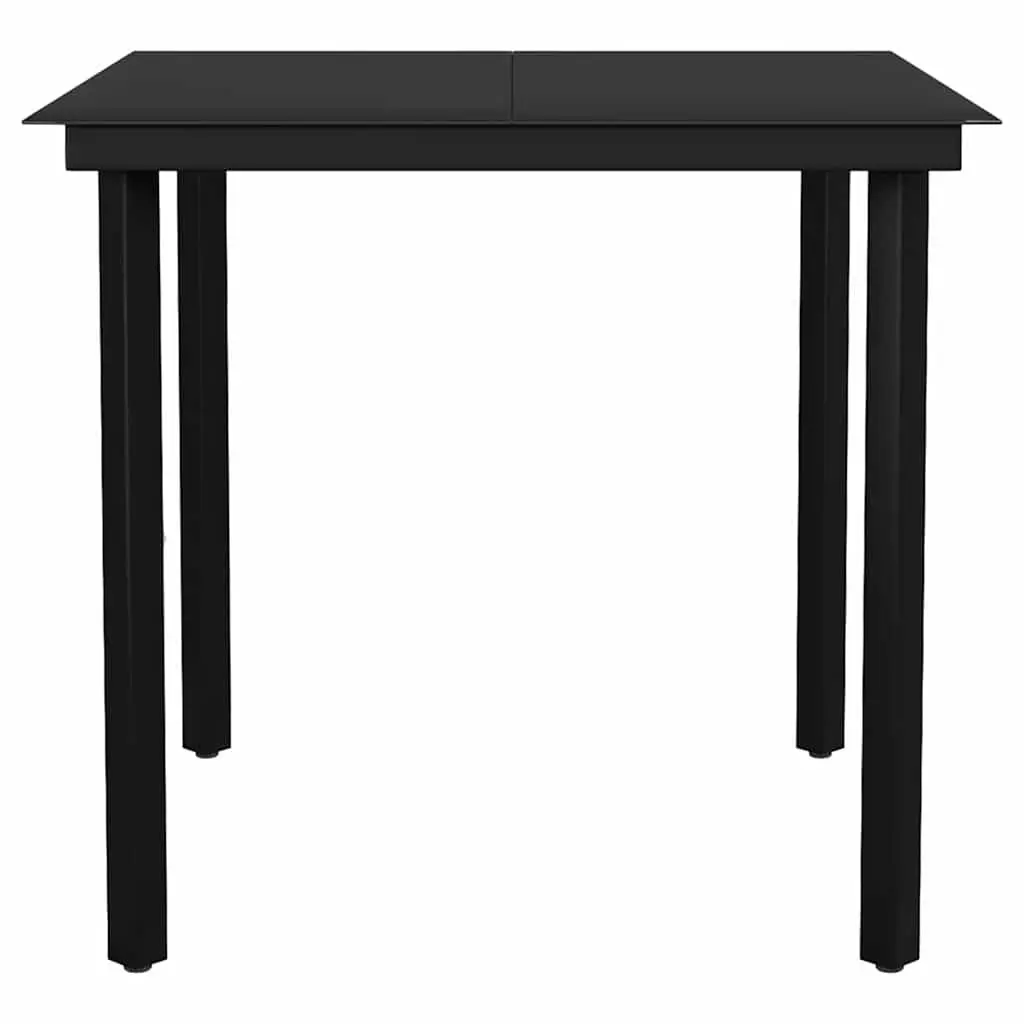 3 Piece Garden Dining Set PE Rattan Frame Powder Coated Steel Black with Cushions